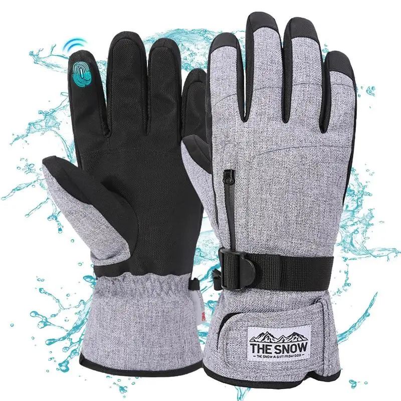 

Лыжные зимние перчатки, ветрозащитные перчатки с закрытыми пальцами, перчатки с высокой ловкостью для сенсорного экрана, перчатки для сноуборда с карманом на молнии и кулиской