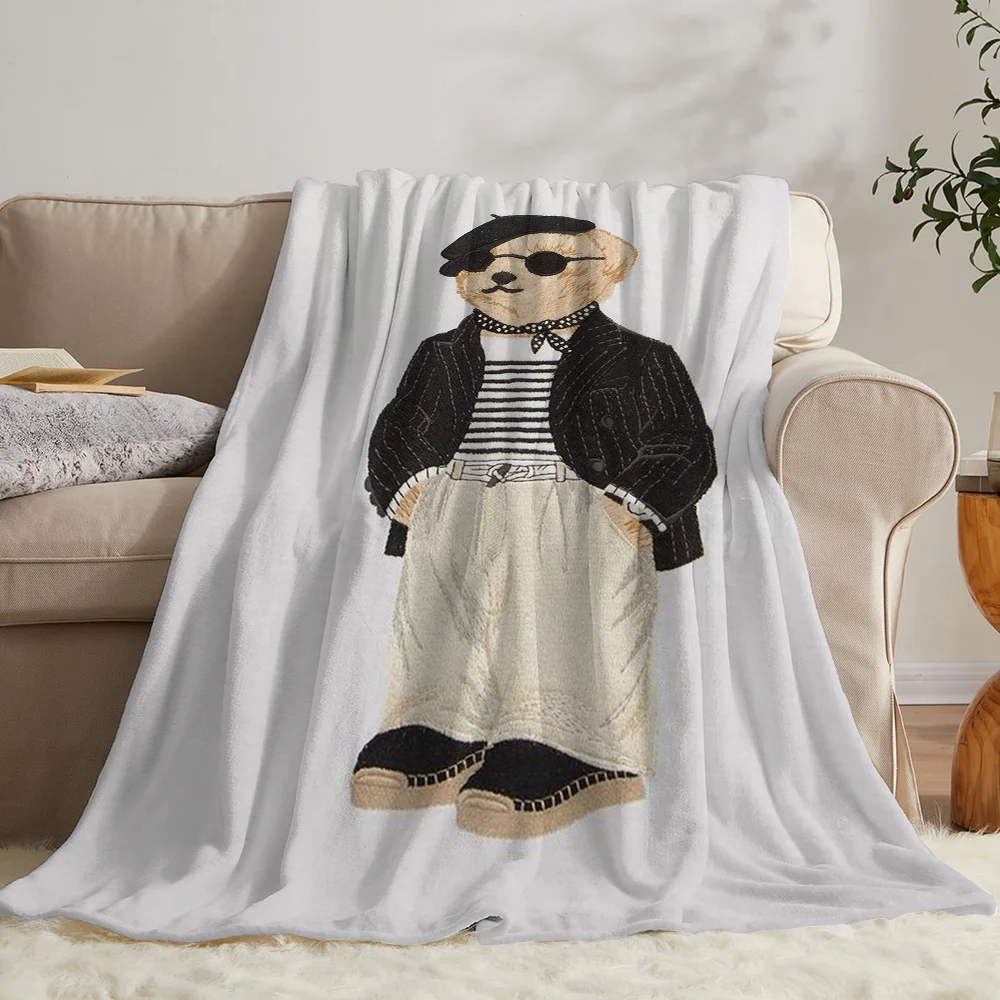 POLO BearS Hairy Blankets for Bed Throw Designer Blanket King Size Luxury Blankets and Throws Fluffy Plaid Beach Towel Knee Soft 2