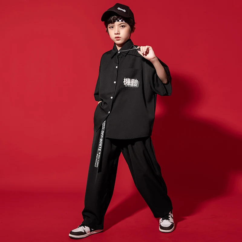 

Детская модная одежда в стиле хип-хоп, наряды для певцов, рубашка большого размера, топы, свободная уличная одежда, брюки для девочек и мальчиков, танцевальный костюм, комплект одежды