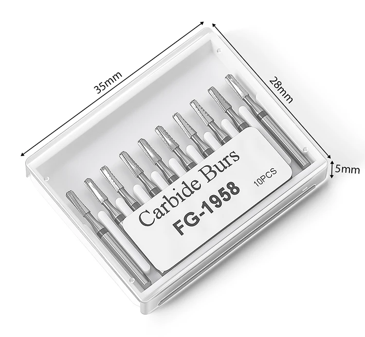 10 Stück/Box AZDENT Dental-Wolframkarbidfräser Metallschneidfräser FG 1,6mm für Zahnrestaurierung, Korona-Entfernung FG1957/1958 – Detail 5
