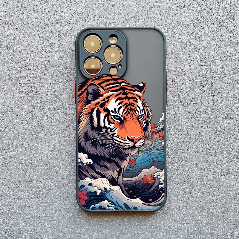 Elegant Japanese Ukiyo-e Art Tiger Shockproof Phone Case