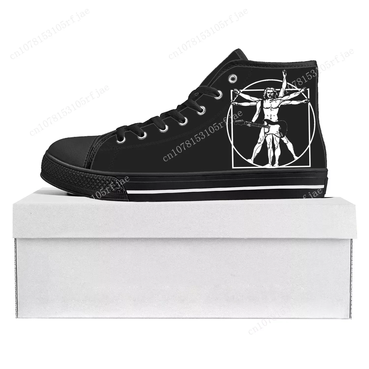 Vitruvian Man Guitar Da Vinci High Top High Quality Sneakers Mens Womens Teenager Canvas Sneaker Casual Couple Shoes Custom Shoe