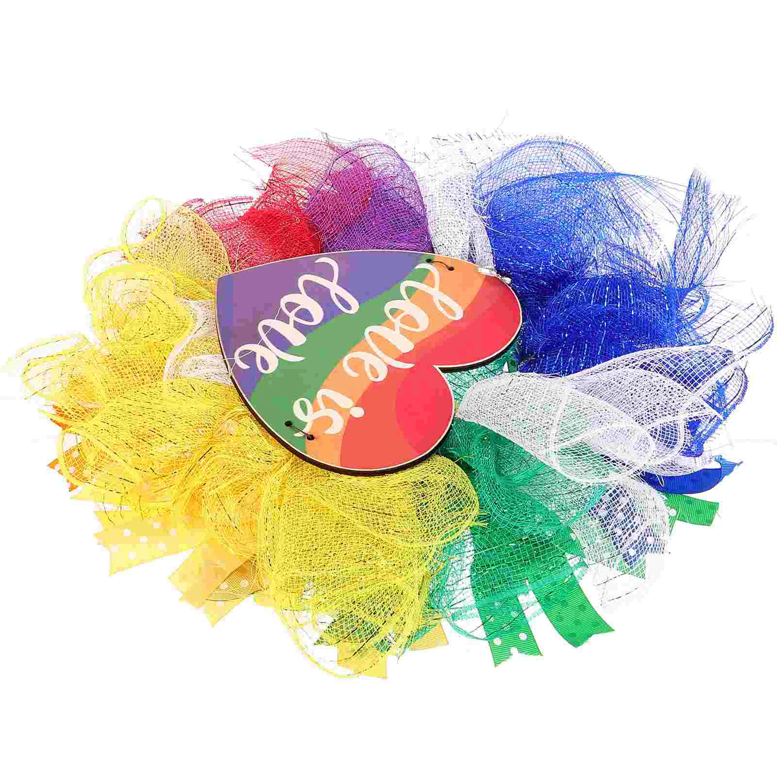 

Pendant Rainbow Garland Ribbon Fall Wedding Decor Polyester Lesbian Pride Wreath