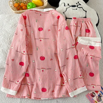 Y2K الحلو لطيف الكرتون الأرنب المرأة منامة مجموعة التلبيب الرقبة طويلة الأكمام لينة منامة مجموعة جديدة عادية Kawaii متعة طباعة ملابس خاصة 2