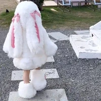 Filles manteau 2025 automne et hiver nouveaux vêtements pour enfants Style coréen fille bébé mignon épaissi en peluche lapin manteau 6