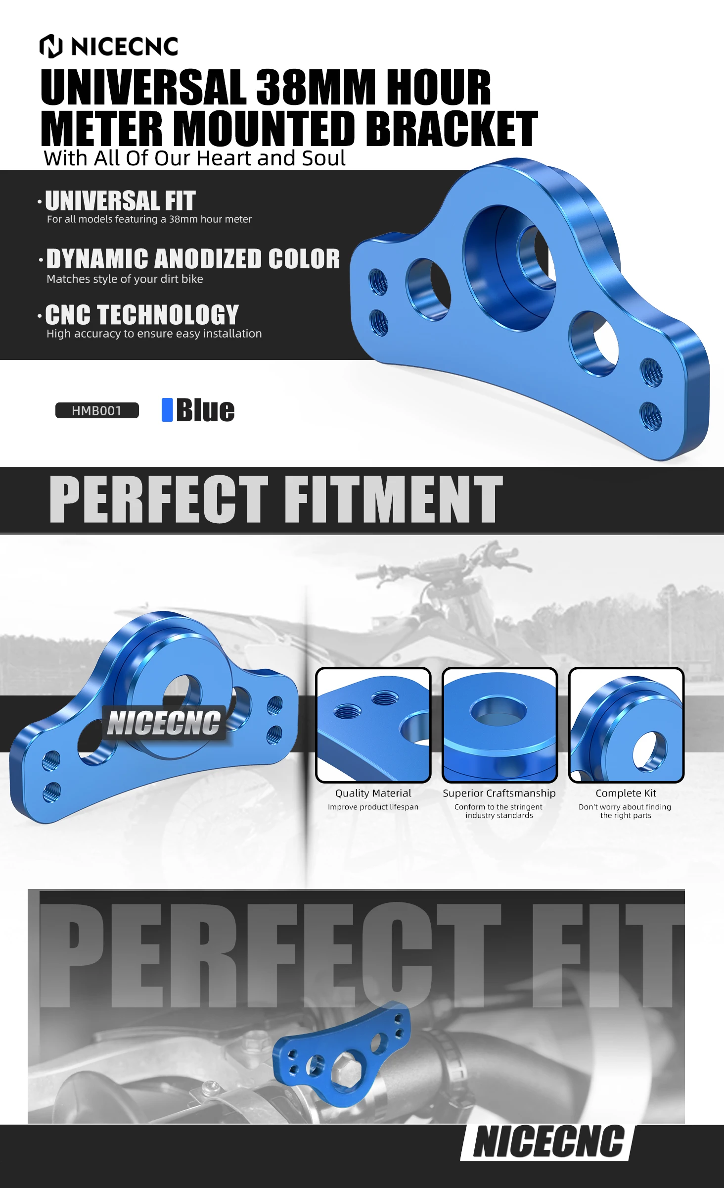 38 mm Stundenzähler-Montagehalterung für Yamaha WR250F WR450F YZ125 YZ250 YZ250F YZ450F Sherco SE-R 300 Husqvarna TE 300 FE 450 – Detail 1
