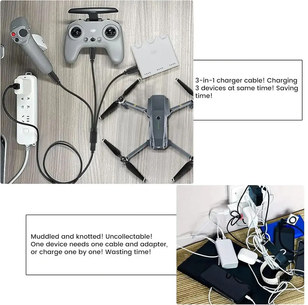 3 in 1 USB C 스플리터 케이블 타입-C 연장 케이블 USB-C 여성형에서 타입 C / 마이크로 USB / 미니 USB 다중 기기 충전 코드