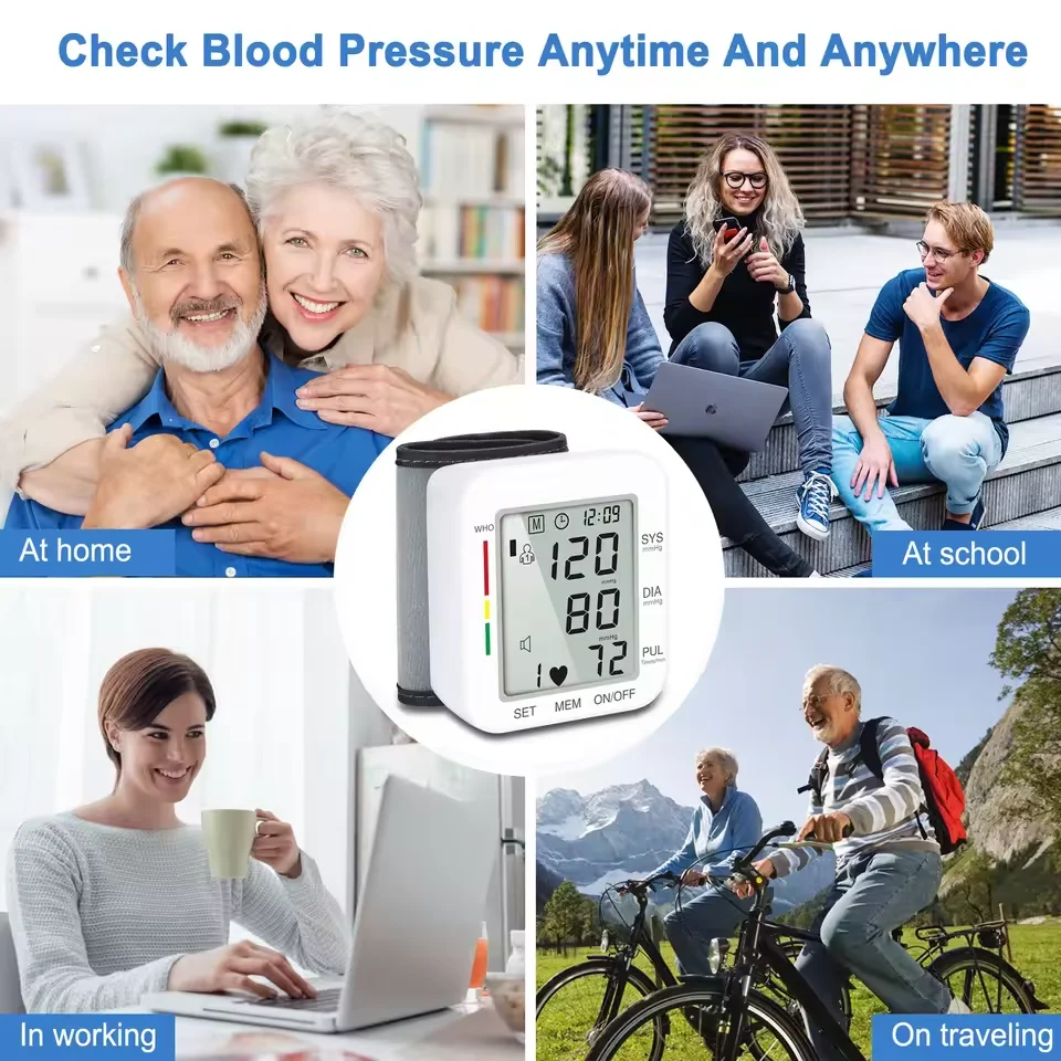 Blood Pressure Monitor Digital Wrist Blood Pressure Machine Automatic Cuff BP Detector 2x99 Readings Memory Large Display Voice 6