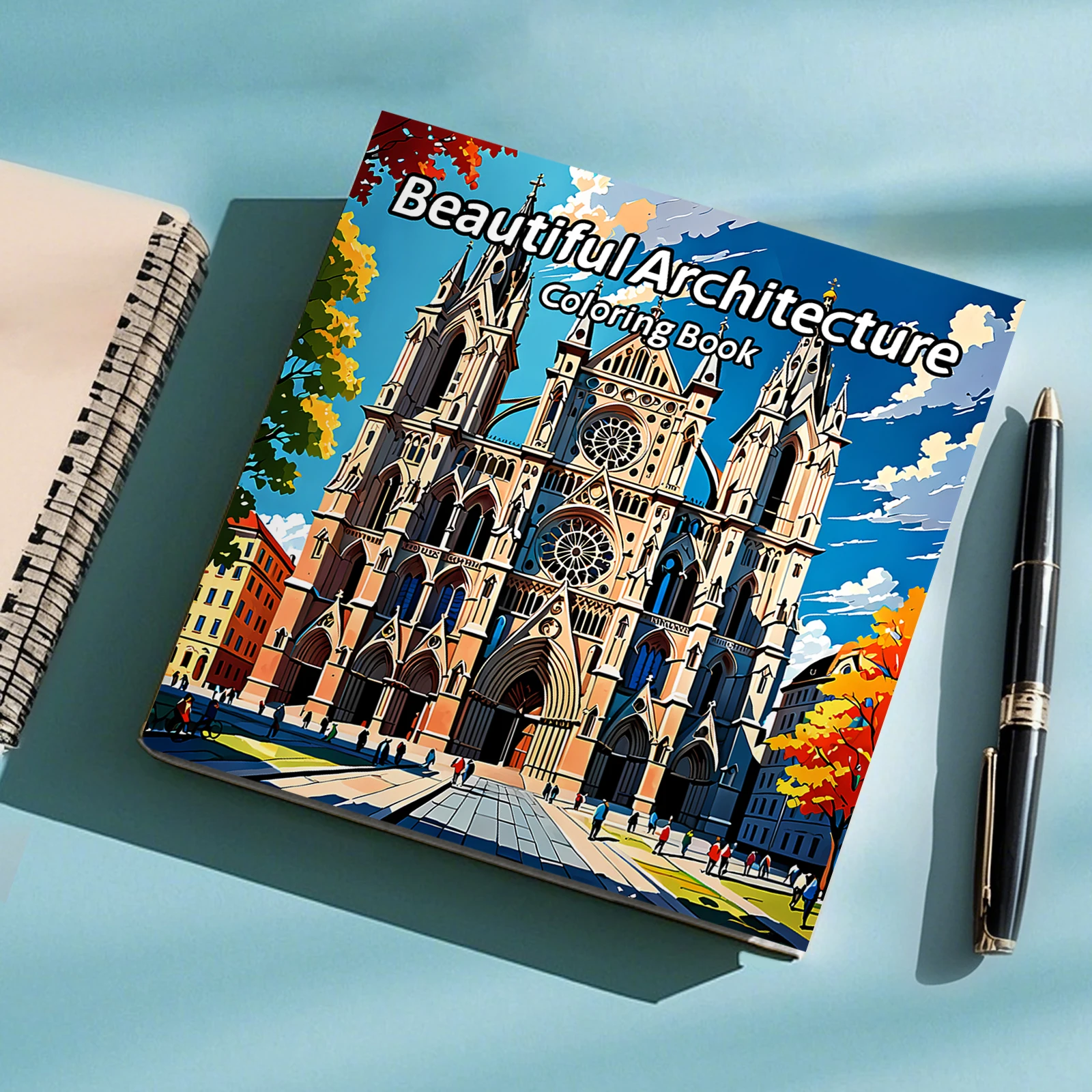 Adult Picture Book 24 pages Beautiful Architecture Coloring Book can relax and relieve stress Graffiti Painting Drawing 4