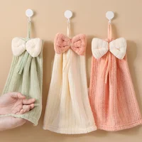Bowknot Hand Towels for Kitchen Bathroom Microfiber Coral Velvet Soft Handkerchief Home Quick Dry Absorbent Dishcloth Breathable 1