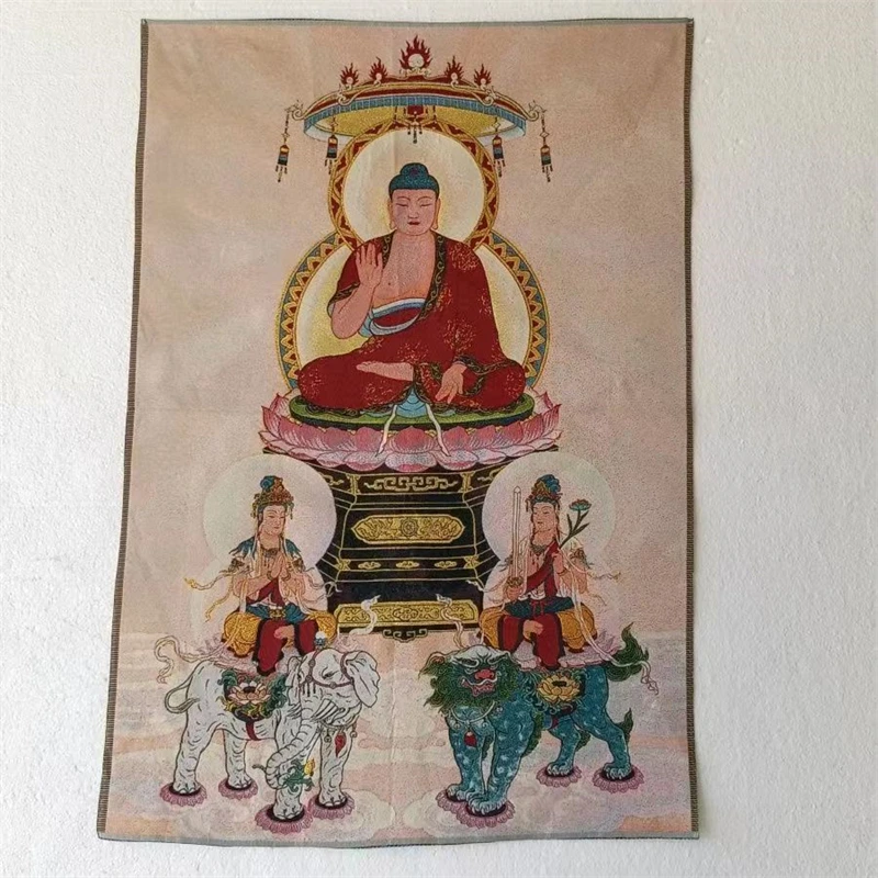 

Tantra Thangka, картина с религиозной вышивкой в виде западных тройных святых, картина с благоприятными украшениями