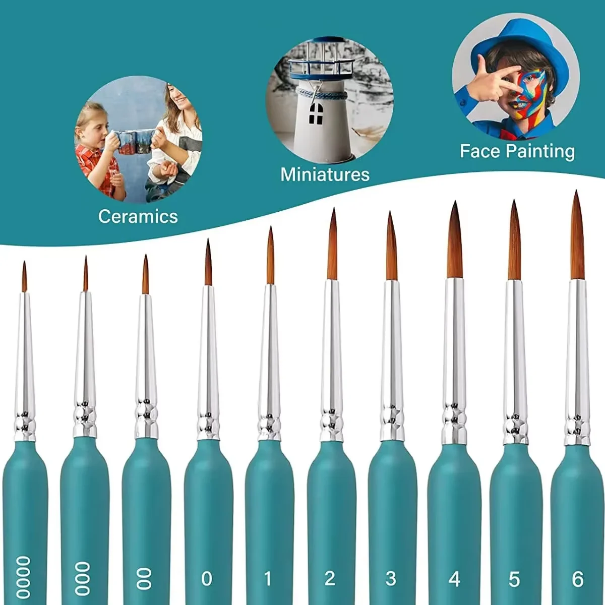 11PCS 디테일 페인트 브러쉬 세트, 전문가용 나일론 페인트 브러쉬, 수채화, 아크릴 및 유화용 나무 손잡이 아티스트 브러쉬