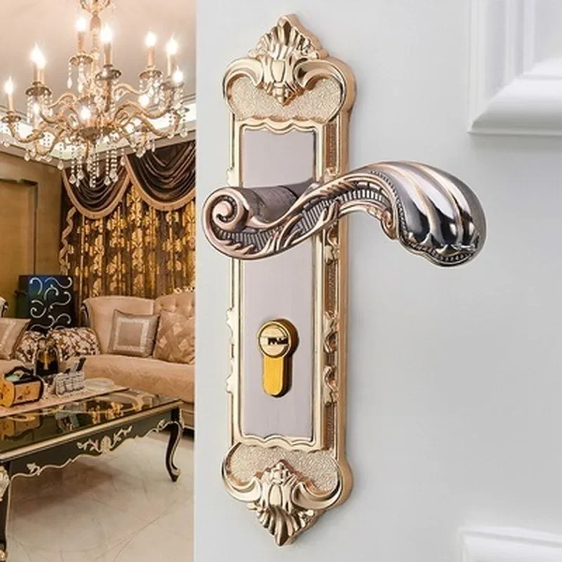 4 Vintage Door Handle Locks for Wood Doors - Silent Locking Mechanism for Home Security - Interior Lock Set with Door Hardware