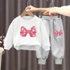 Spring Autumn Toddler Girl Tracksuit Bow Print Clothes Set 2PCS Long Sleeve Top and Pants Girls Outfit Sets Children Tracksuit 4