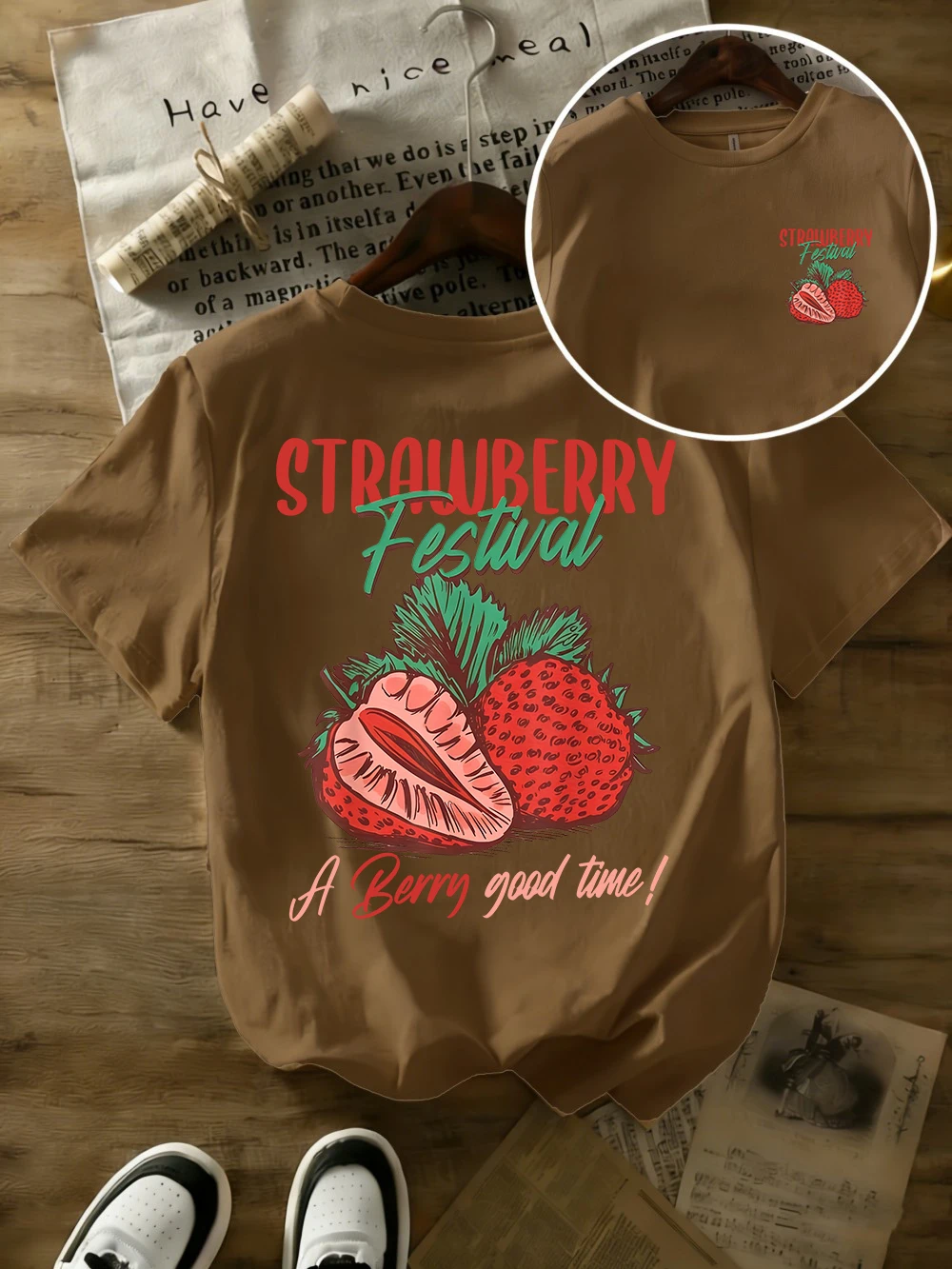 Strawberry Festival Oversized Women's Cotton T-Shirts - Soft & Comfortable Summer Tees