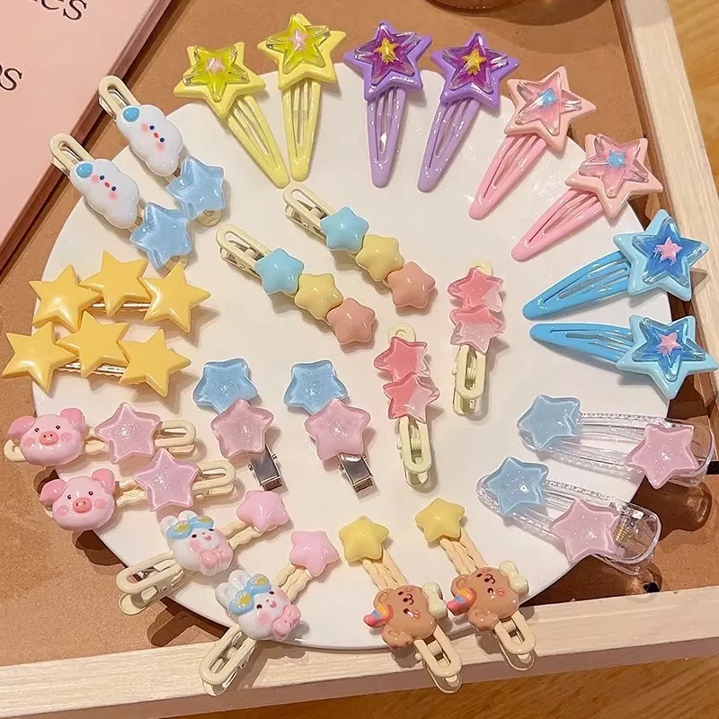 

2Pcs Star BB Hair Clips Women Y2K Accessories Snap Hairpins Side Hair Barrettes Star Girls Clip Cute Boutique Kids Headwear