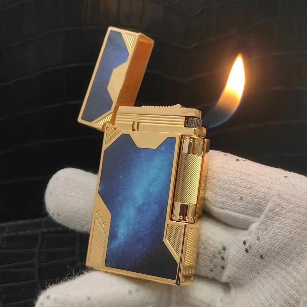 

Retro Light Luxury Ligne 2 Tobacco Cigar Cigarette gas Lighter oblique flame Butane Lighter Bright Sound Windproof