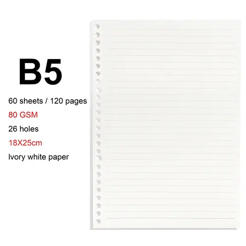 A4/B5/A5 Loose Leaf Refill Binder Notebook Blank/Line/Grid/Cornell Replacable Metal Ring Office&School Supplies Stationery - Image 28