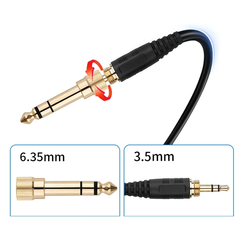 3.5mm Extended Coiled Dj Cable for ATH M50X M40X Headphone Cable Universal Earphone Wire with 6.5mm Adapter