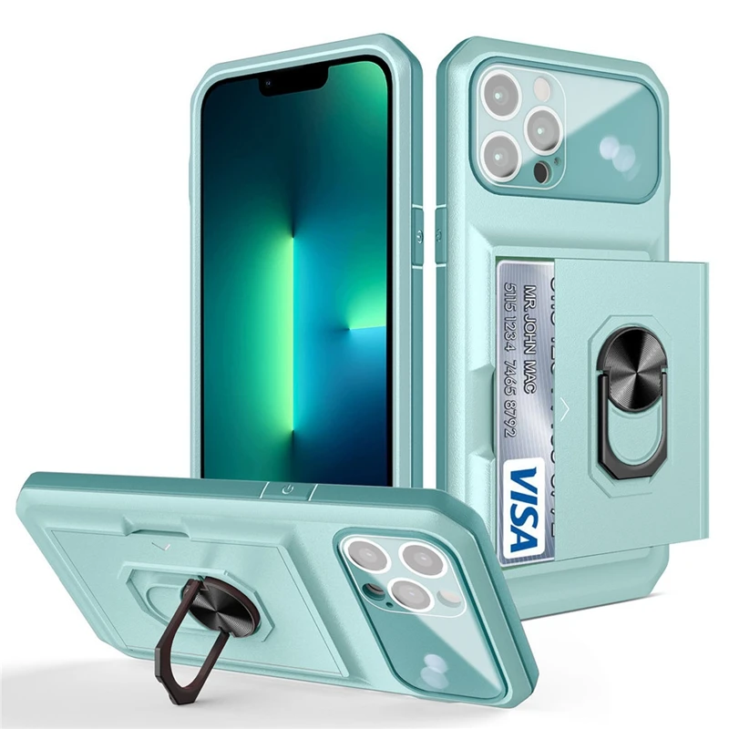 

Противоударный армированный чехол для iPhone 13, 12 Pro Max, 11, X, XR, XS, 7, 8 Plus, SE 2020, магнитный держатель, карман для карт, кронштейн, чехол для телефона, бампер
