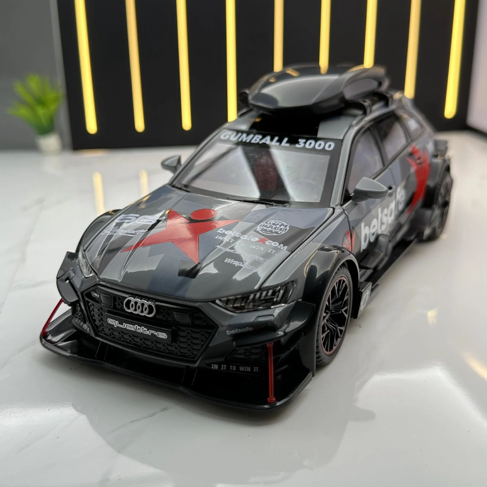 

1:24 Audi RS6 DTM Modified Vehicle Alloy Toy Car Model Wheel Steering Sound And Light Simulation Toy Collectibles Birthday Gifts