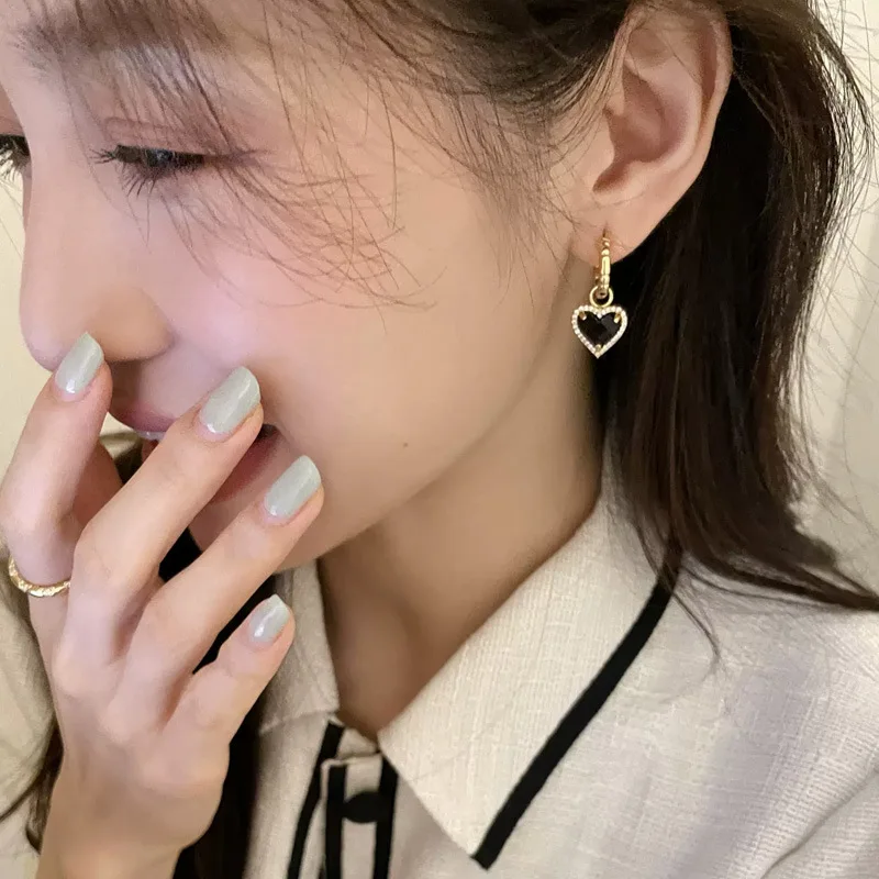 LOVE Heart Zircon Drop Earrings for Women Couple Jewelry Accessories