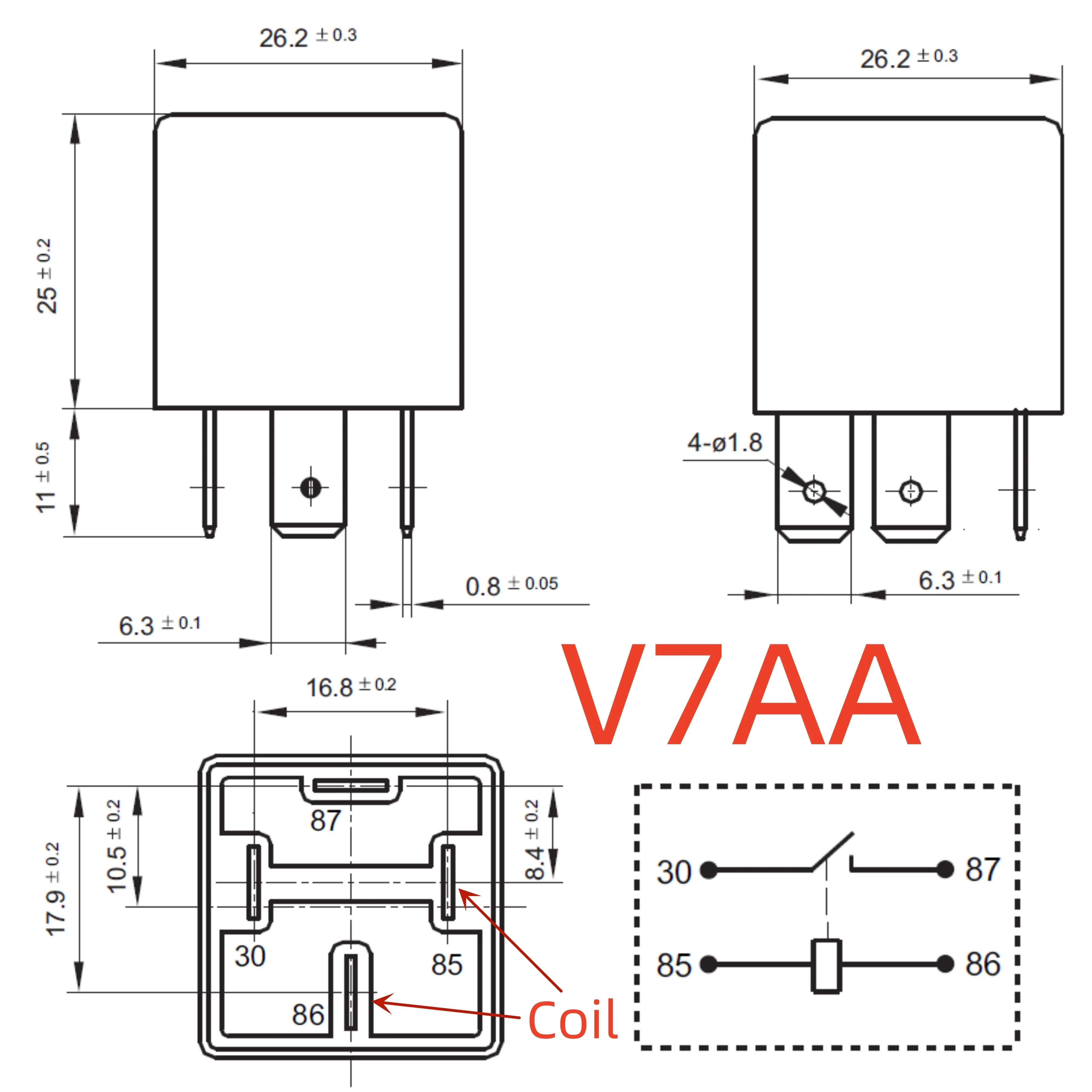 New 94580702 4208008 12V (V7AA) Relay 4pins