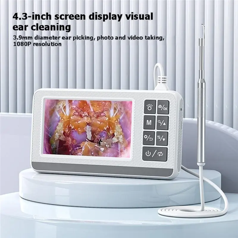 【인기】스마트 비주얼 귀 카메라 4.3인치 이경 귀지 제거 도구는 사진 및 비디오 녹화 기능을 지원합니다.