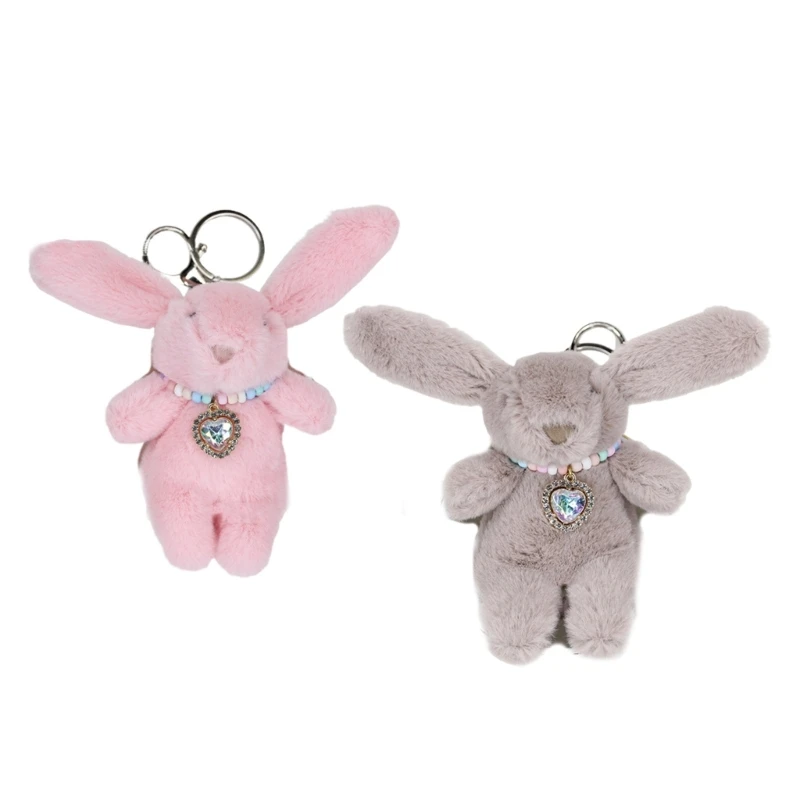 

Mini Plush Rabbit Keychain Y2K Pendant Keyring Hanging Ornament Keys Holder Backpack Handbag Charm Gift for Girls D7WB