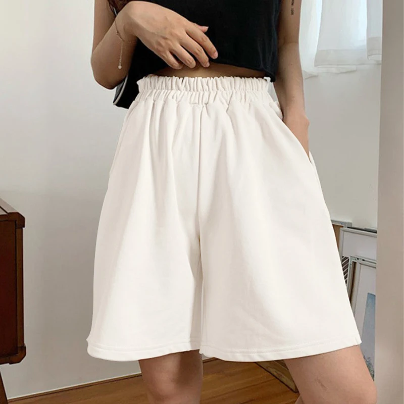 Summer Shorts Women Elastic High Waist Punk Streetwear Fitness Biker Shorts Korean Casual Loose Female Bottoms Cycling Shorts