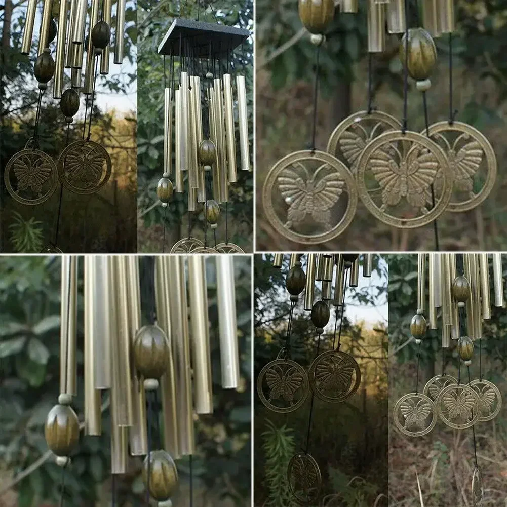 1 Pcs Large Wind Chimes Bell Stainless Butterfly 12 Tube Outdoor Door Hanging Ornament Windchime Garden Yard Decor 4