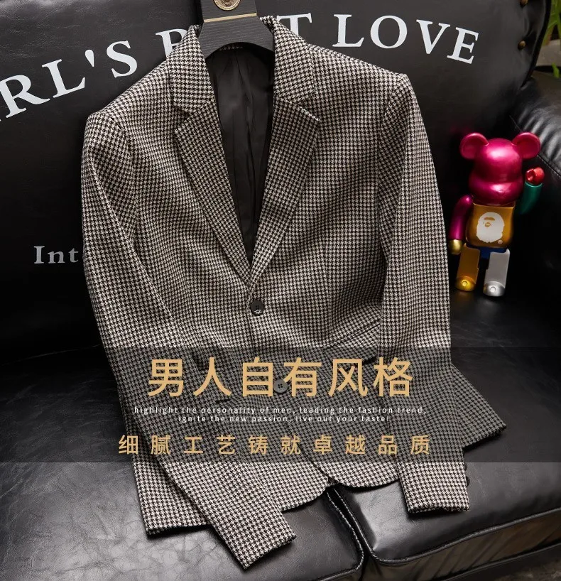 Veste de costume pied-de-poule pour hommes