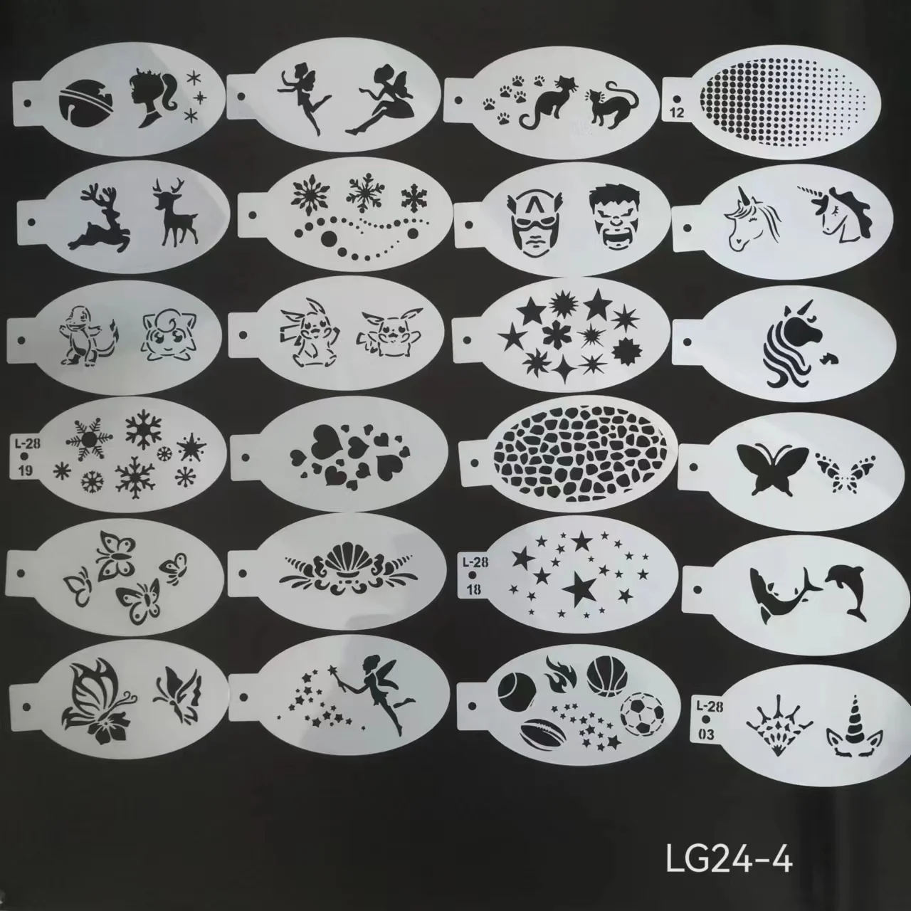 24PCS Stencils for Body Painting, Face Art DIY Makeup Stamp, Kids Use