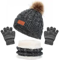 3Pcs/set Winter Baby Hat Scarf Gloves Solid Color Toddler Bonnet Cute Pompom Knitted Infant Hats Outdoor Warm Accessories 1-5Y 5