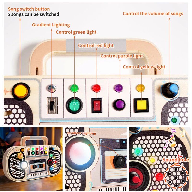 Kids Activity Board Learning Board Toy for 2-6year Thinking Education LED Light Switch Games Educational Toys Board Games Teaching Aids Toys