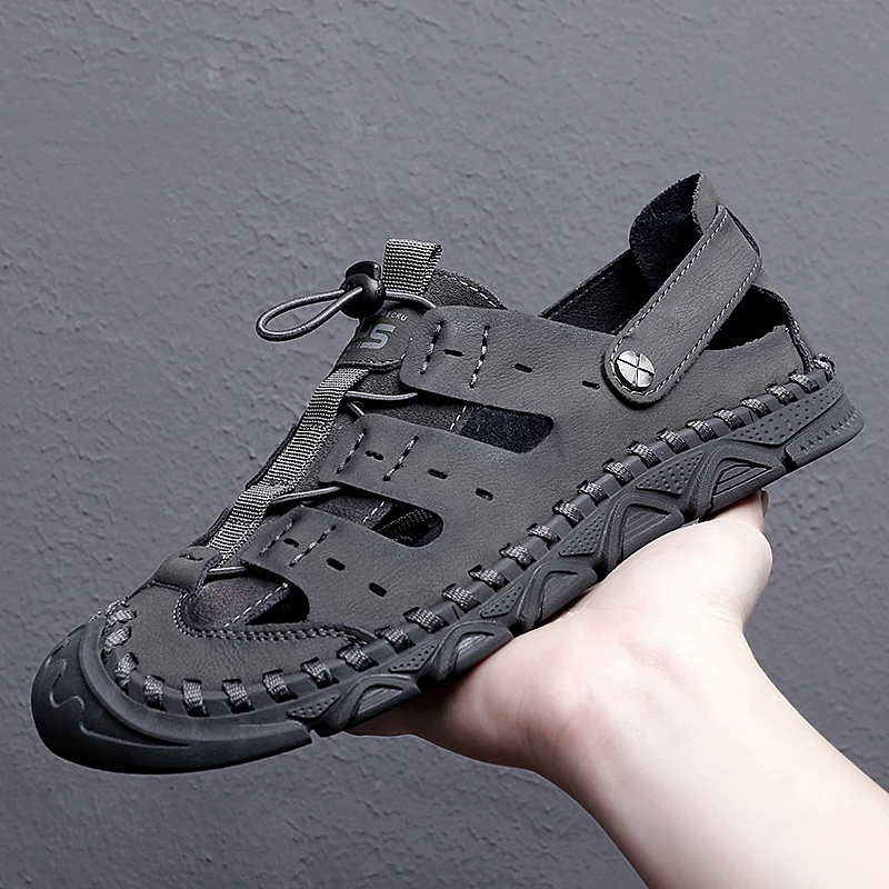 Men's sandals 2023 summer new package head beach shoes casual sandals outdoor leisure hand stitching sandals cave shoes