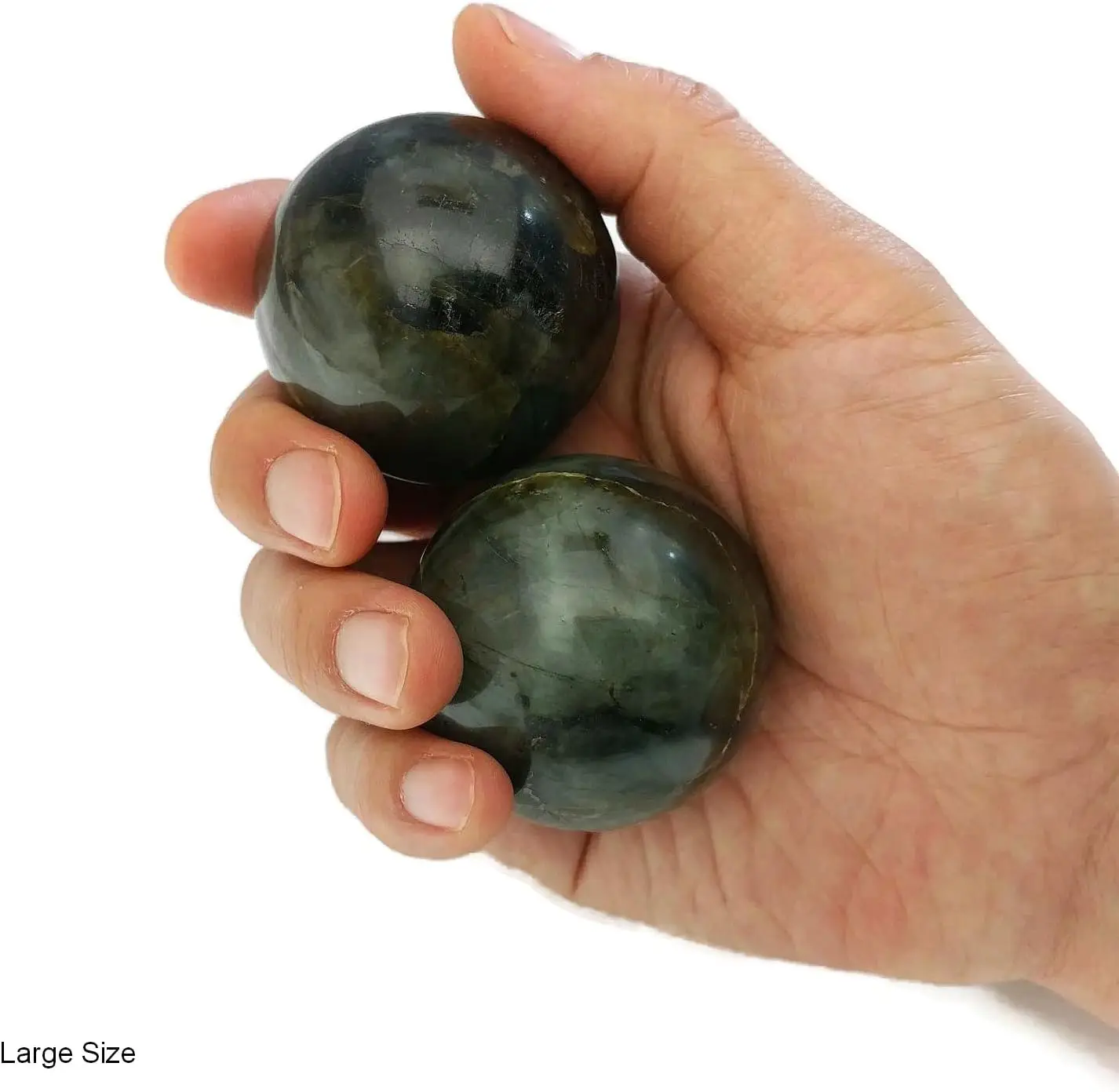Natural Labradorite Baoding Balls close-up