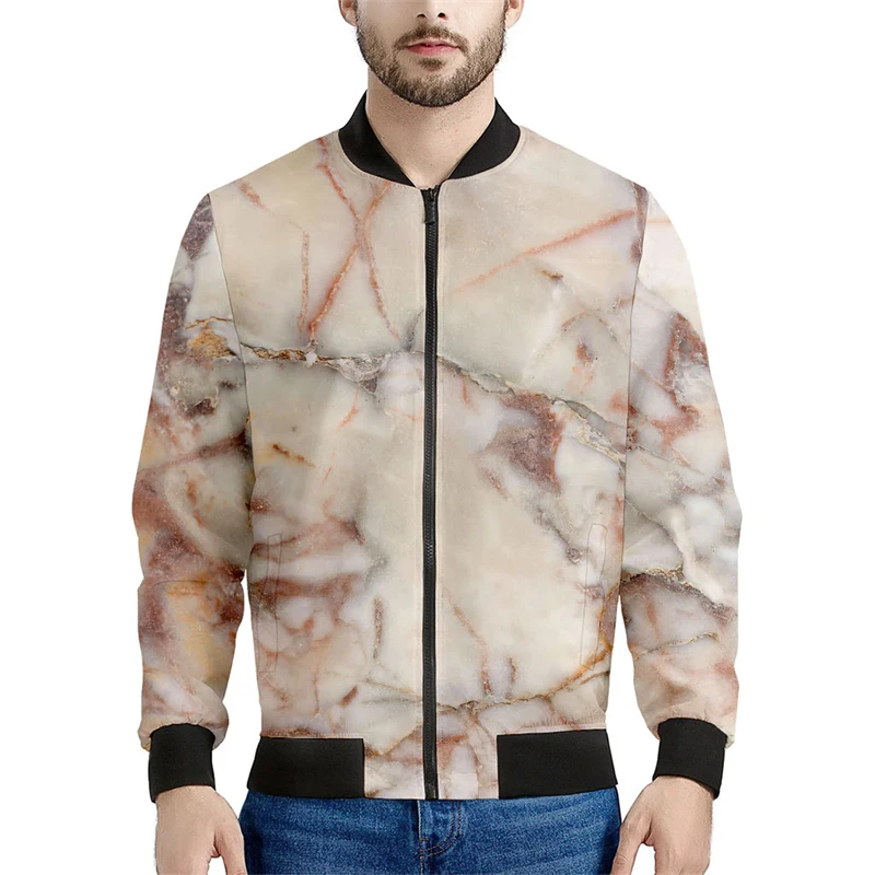 thumbnail image 1 of Chaquetas con estampado de grietas de mármol en 3D simples, moda primavera otoño, chaqueta bomber de manga larga, abrigos deportivos informales de gran tamaño y transpirables, 1 of 5