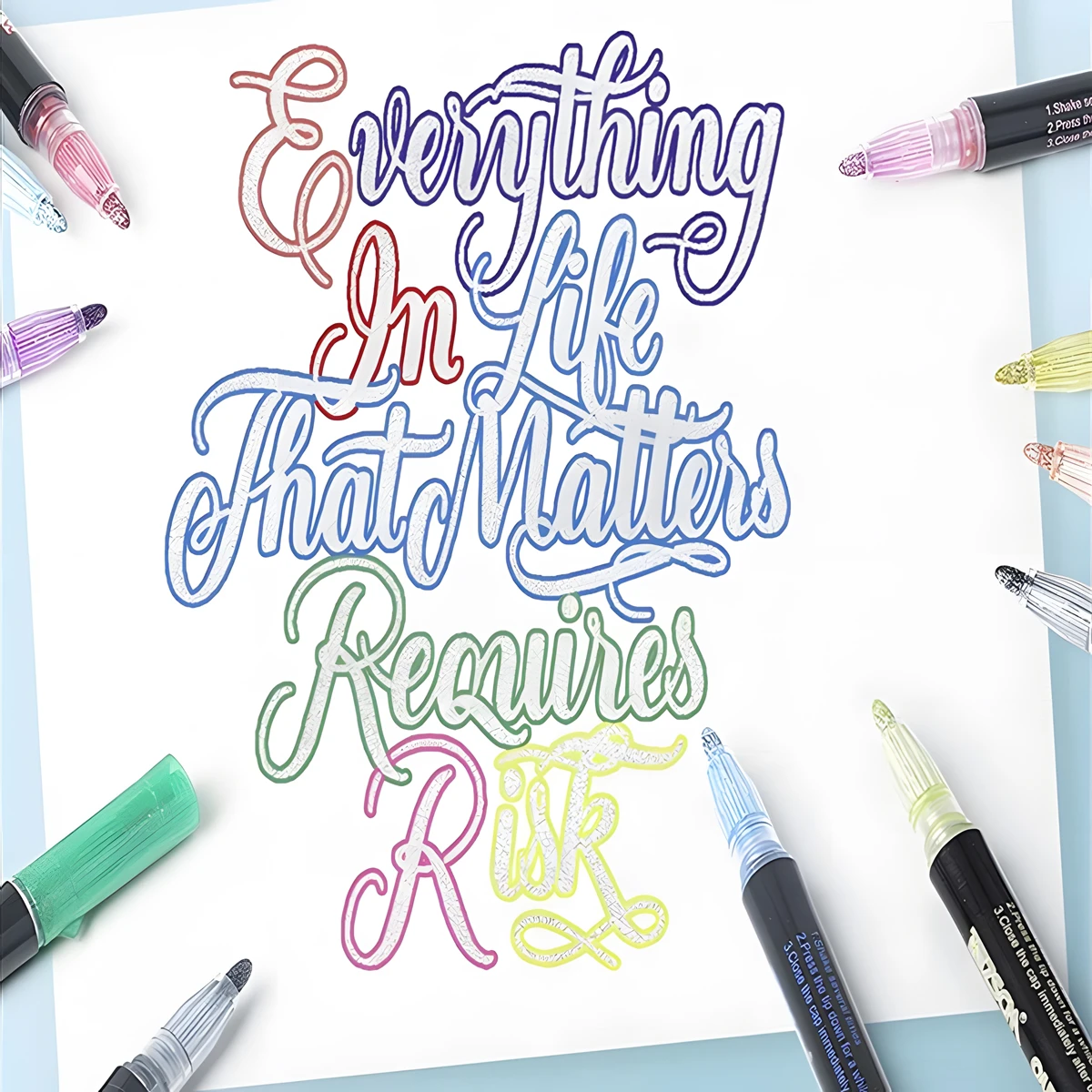 12/36/48 Colors Double Line Outline Pens, Self-Outline Metallic Markers Glitter Writing Drawing Pens For Christmas Card Writing 6