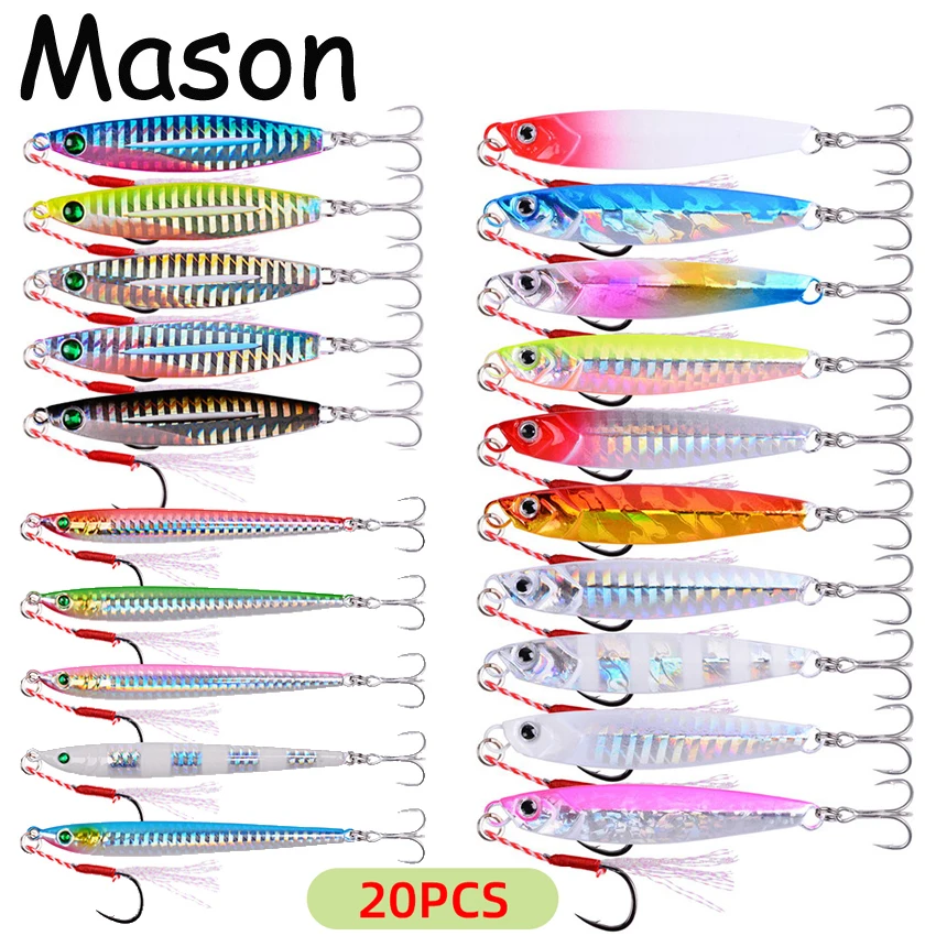 

20PCS Casting Metal Jigs Fishing Lures Set 7G 21g 40G Shore Cast Jigging Spoon Jig Sea Fishing Lures Artificial Hard Bait Tackle