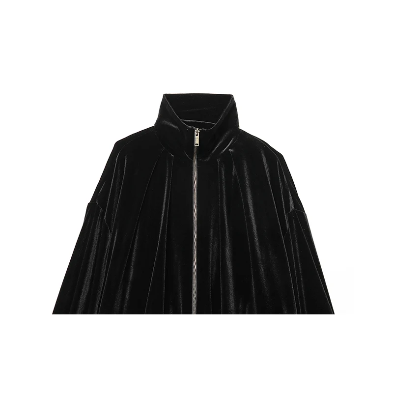 Women Black Velvet Jacket 2026 Spring Long Sleeve Women's Coat Zipper Loose Female Casual Outerwear Lady Bomber Jacket Tops ﻿ ﻿
