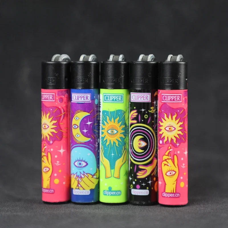 Hot Clipper Grinding Wheel Flint Pulley Recyclable Inflatable Lighter Personalized Fun Pattern Open Flame Lighter for Men's Gift