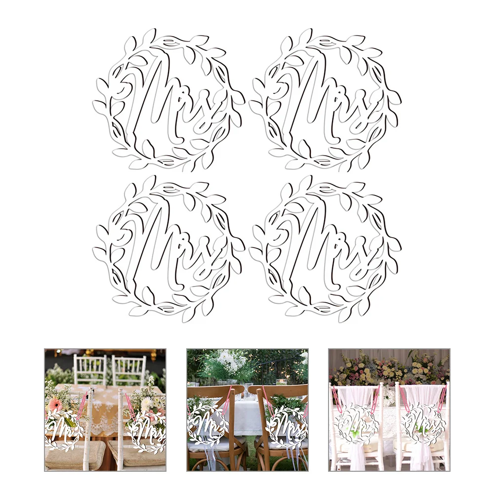

2 Pairs Wedding Signage Decorations Party Accessories Bride And Groom Chair Signs Hanging Mr Mrs For Ceremony