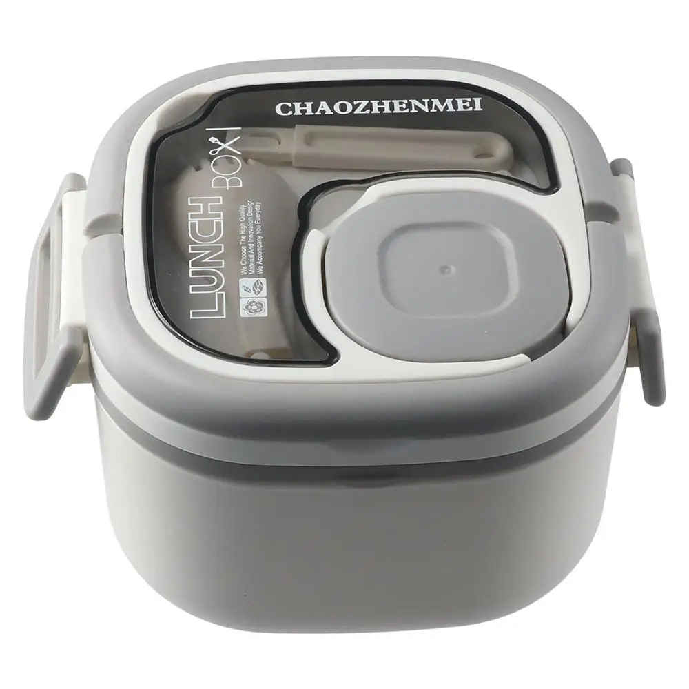 Plastic Student Lunch Box Large Capacity with Cutlery Sauce Box Microwavable Insulated Lunch Box