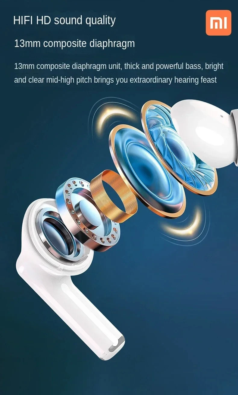 Xiaomi Wireless Bluetooth Headphones Hifi Sound Headphones Headset True Wireless Noise Canceling Earbuds Sport In-Ear Headset 6
