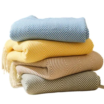 Nordic Stripes Throw Blanket Sofa Cover Bed End Towel Bedroom Decoration Blanket Leisure Soft Shawl Warm Boho Decor Bedspread 1