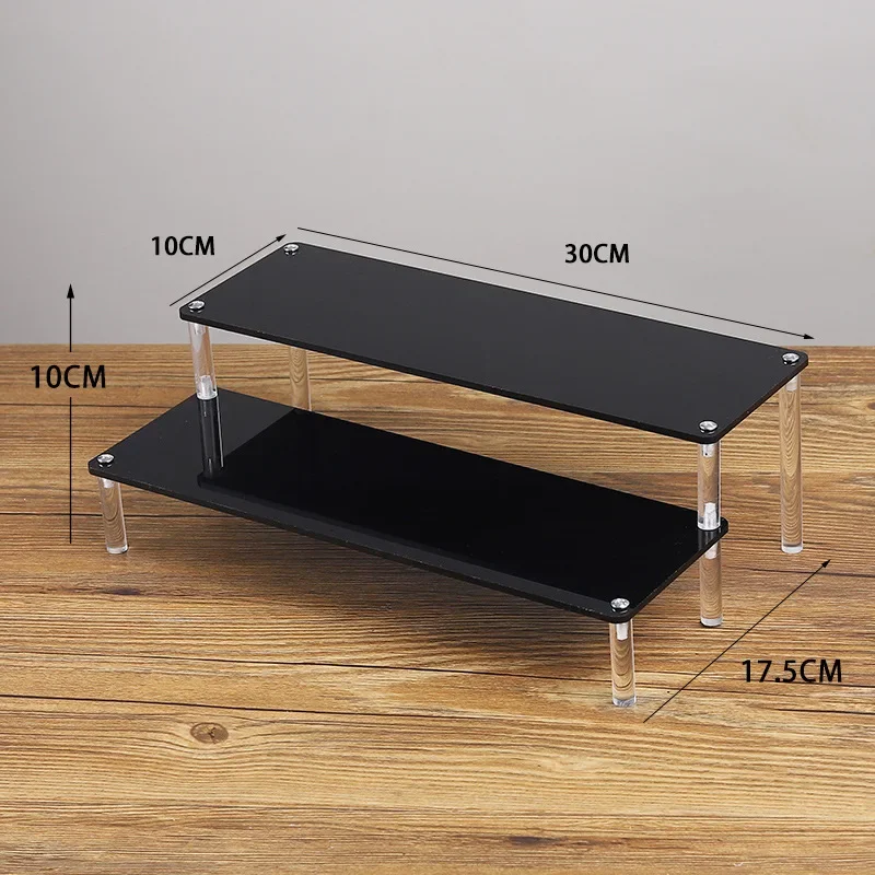 Sleek Black Acrylic Multi-Tier Display Stand for Collectibles and Décor