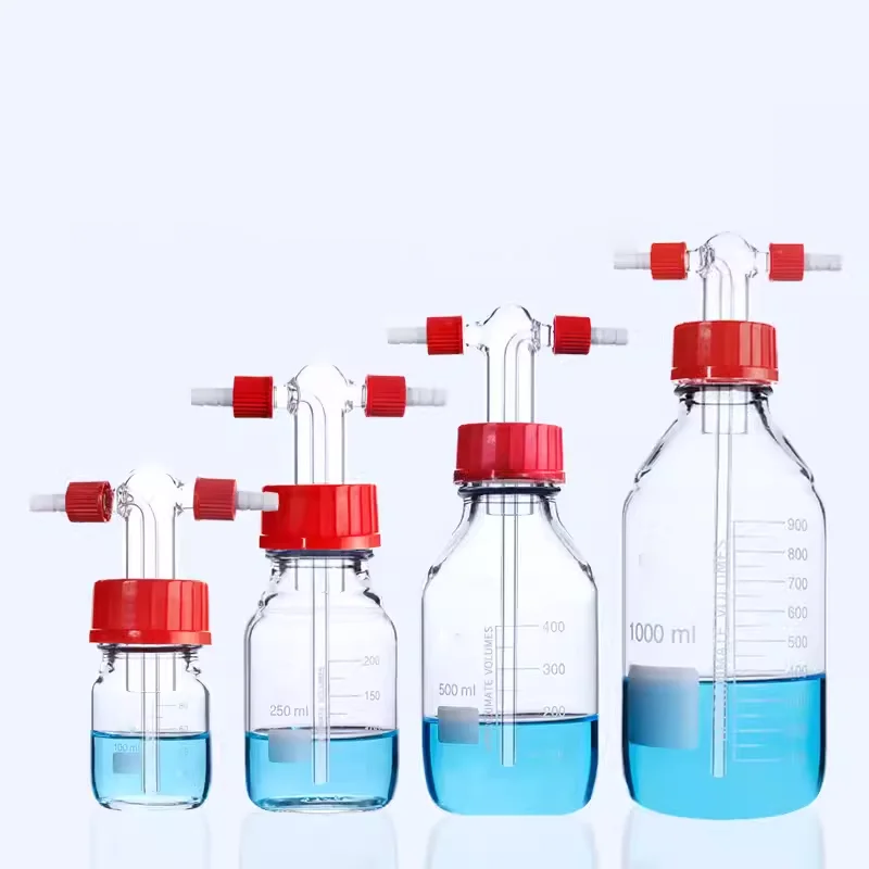 Gas Washer Bottle Screw-top Gas Washer Bottle Straight Tube GL45 For Laboratory Use