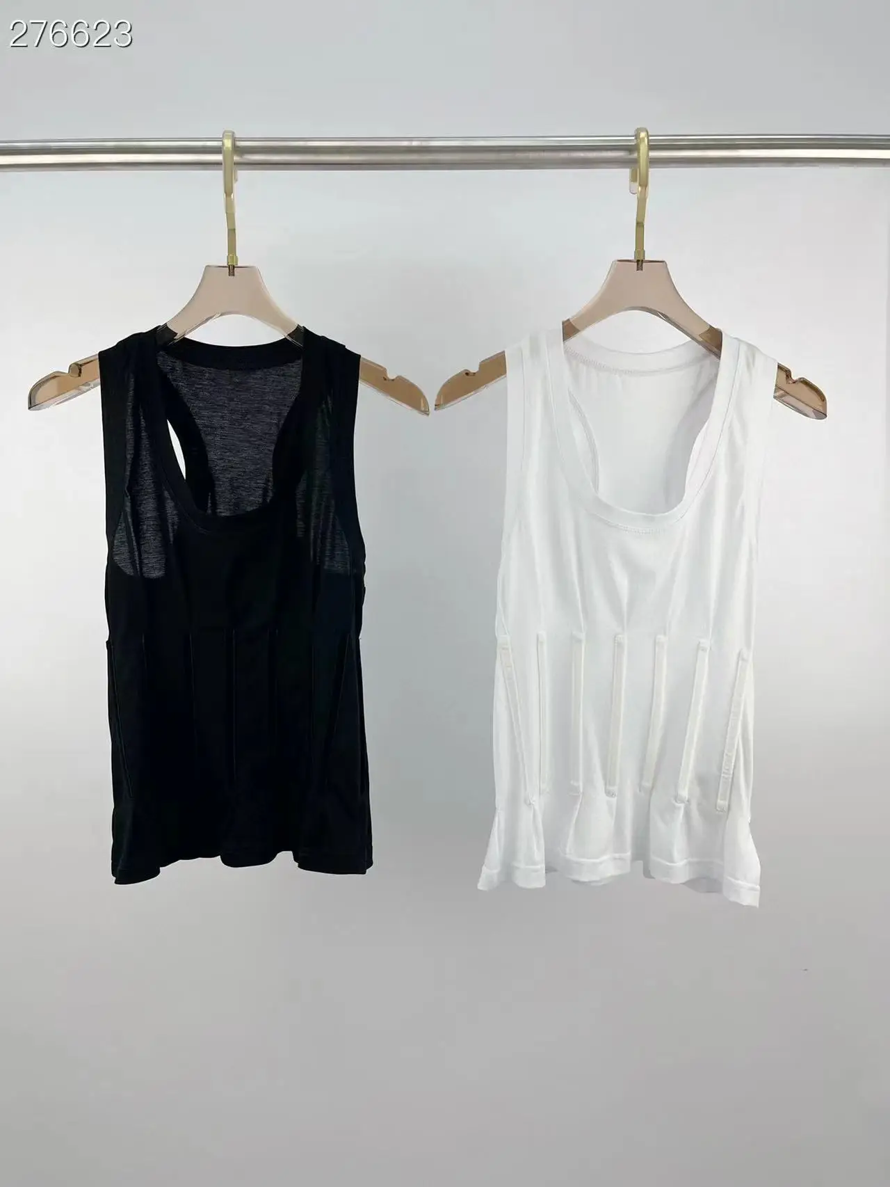 

Sicily Slim Vest T-Shirts 2022 Summer New Fashion Design Women Runway High Quality Vintage White / Black Casual Top