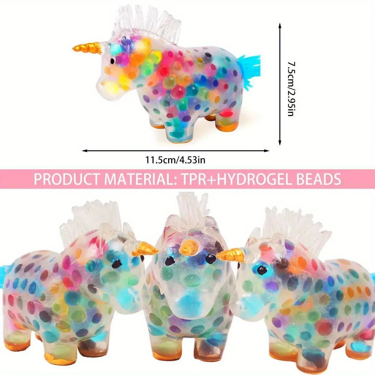 Unicorn Stress Balls Toy Heal Your Mood Unicorn Squeeze Toy Stress and Anxiety Relief Unicorn Fidget Ball Toy Colorful Gel Water 2